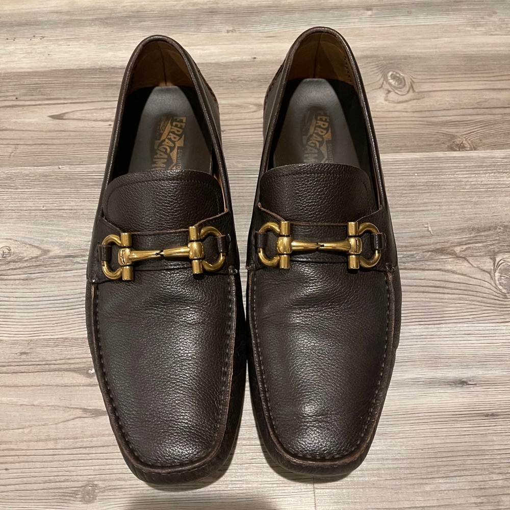 Men’s Ferragamo Brown Gold Buckle